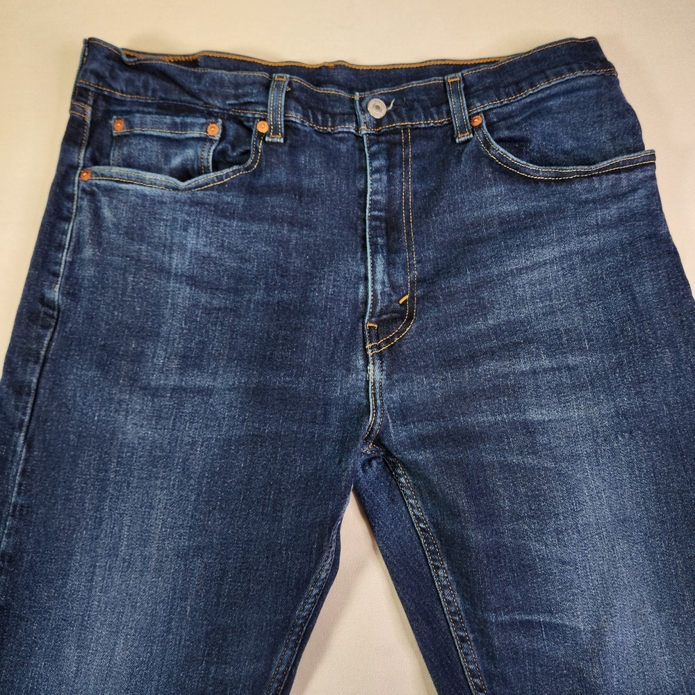 Levis 505 Regular Fit Straight Leg Jeans Mens 36x30 Dark Wash (fit 36W 29.5L) - Picture 2 of 14